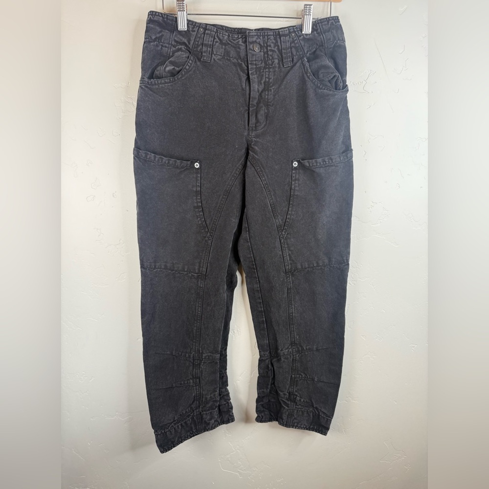Free People Supersonic Pants 100% Cotton Slim Fit Straight Barrel Black Size 6 - Picture 5 of 14